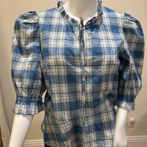Ralph Lauren Blue and White Plaid Blouse